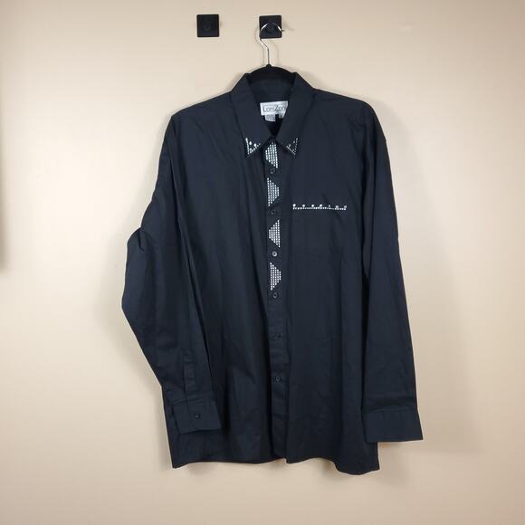 Vintage Lori Zoni Black Jeweled Long Sleeve Button-Up Shirt Size L - Picture 1 of 9